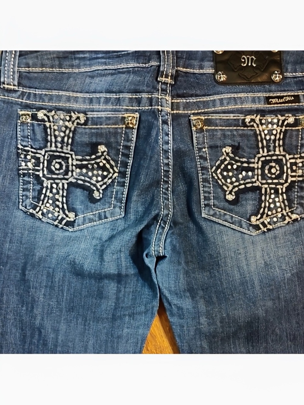 Gorgeous Y2K Miss Me Boot Jeans With Embellished Cross Pockets 32” Inseam